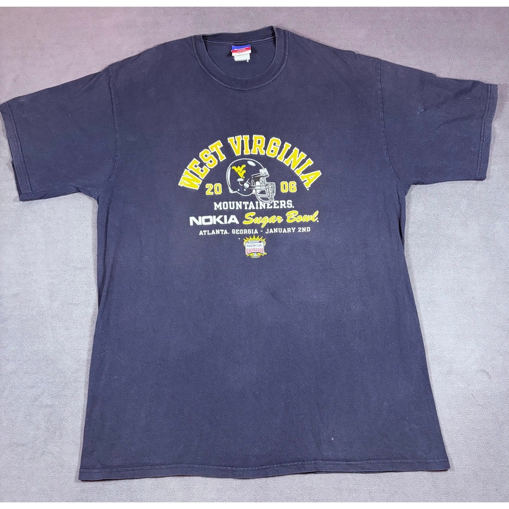 Champion T-Shirt Mens XXL Navy Blue West Virginia 2006 Nokia Sugar Bowl Graphic